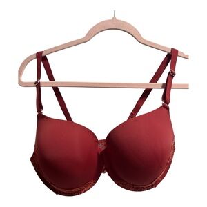 Soma Memorable Full Coverage Lace Trim Bra‎ 36DD, Burgundy